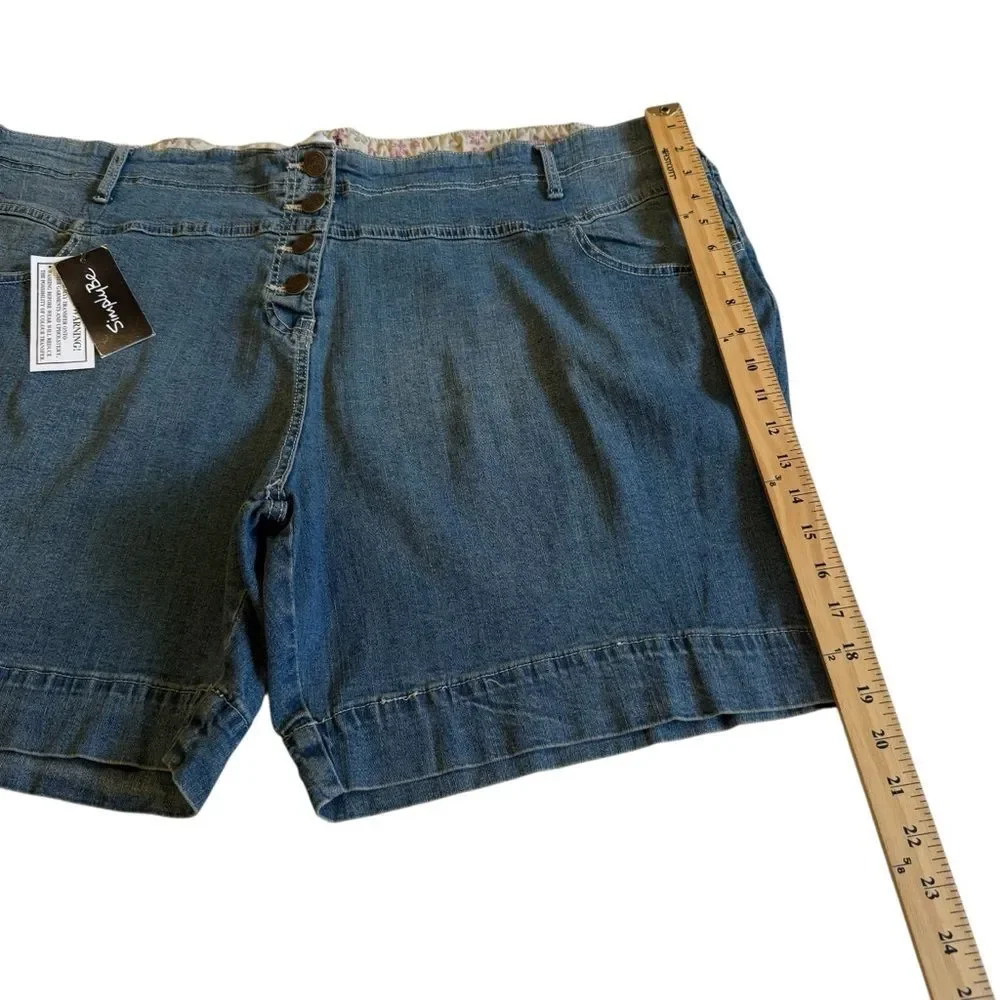 NWT Simply Be Denim Button Fly Denim Jean Shorts Plus Sz 22